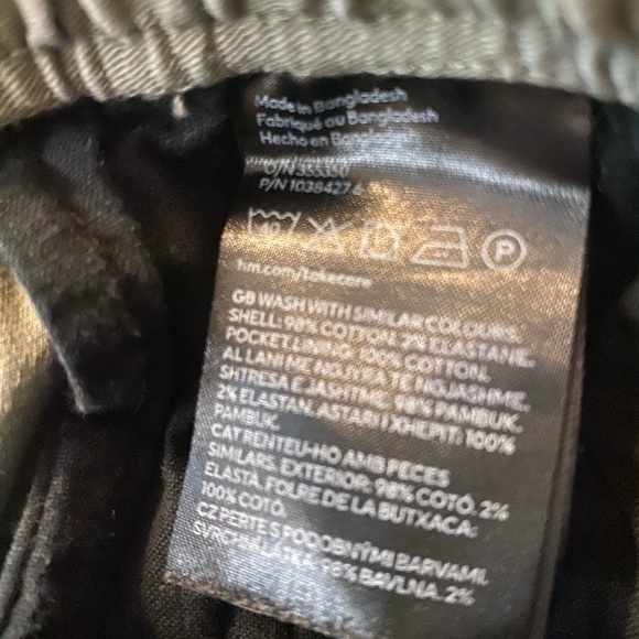 H&M Men’s Cargo Pants, Regular Fit, Front Draw string, Khaki Green, Med - Picture 8 of 9